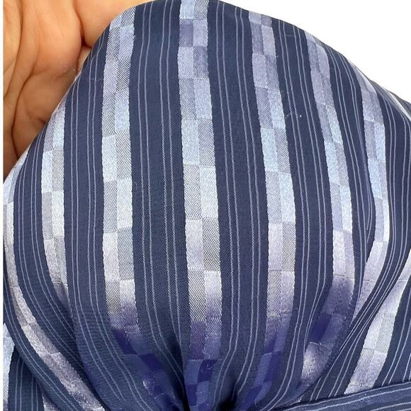 Lyndia Procanik Stripe Pleated Blue Adjustable Strap/Strapless Empire Dress 10 - Picture 8 of 12